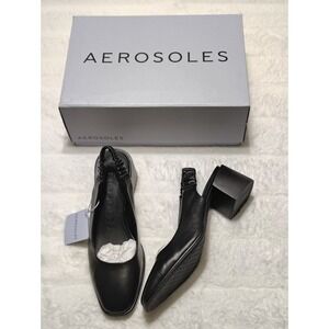 Aerosoles Altona Slingback Black Pumps Heels Dress Shoes Womens 8 Leather New